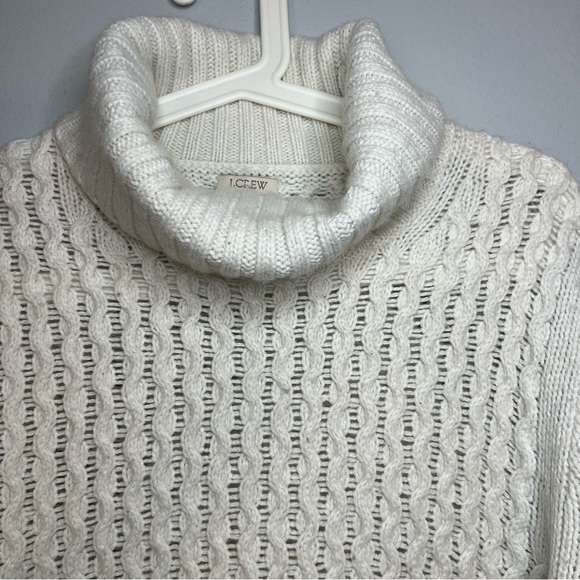 J Crew Pullover Knit Sweater Wool Blend Turtleneck Fisherman White Sz M Thick - Picture 2 of 10